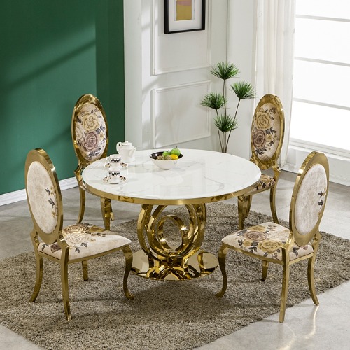 로투스 원형 대리석 4인용 6인용 골드 명품식탁 테이블 (의자별도)